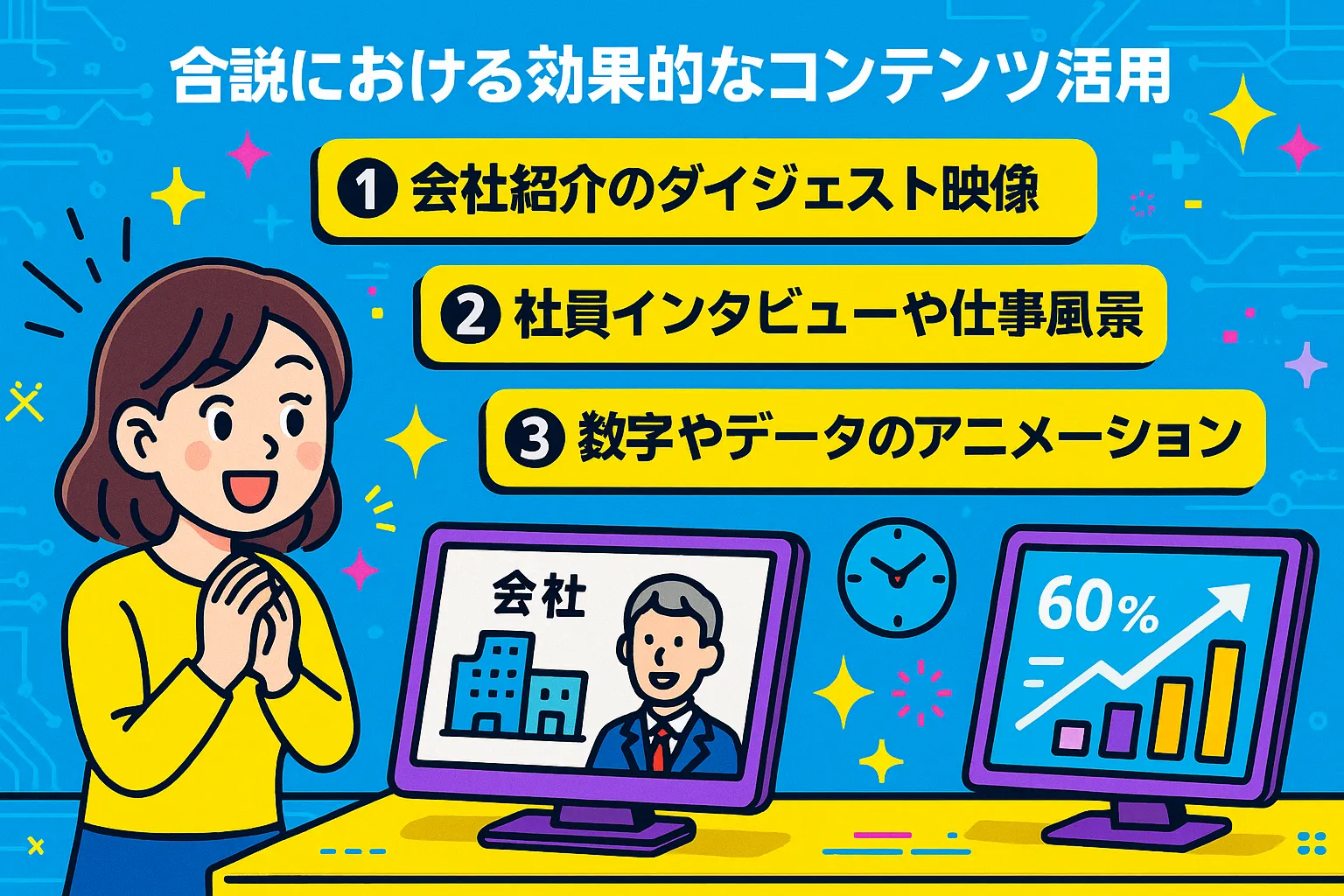 合説ブース装飾デジタルサイネージ