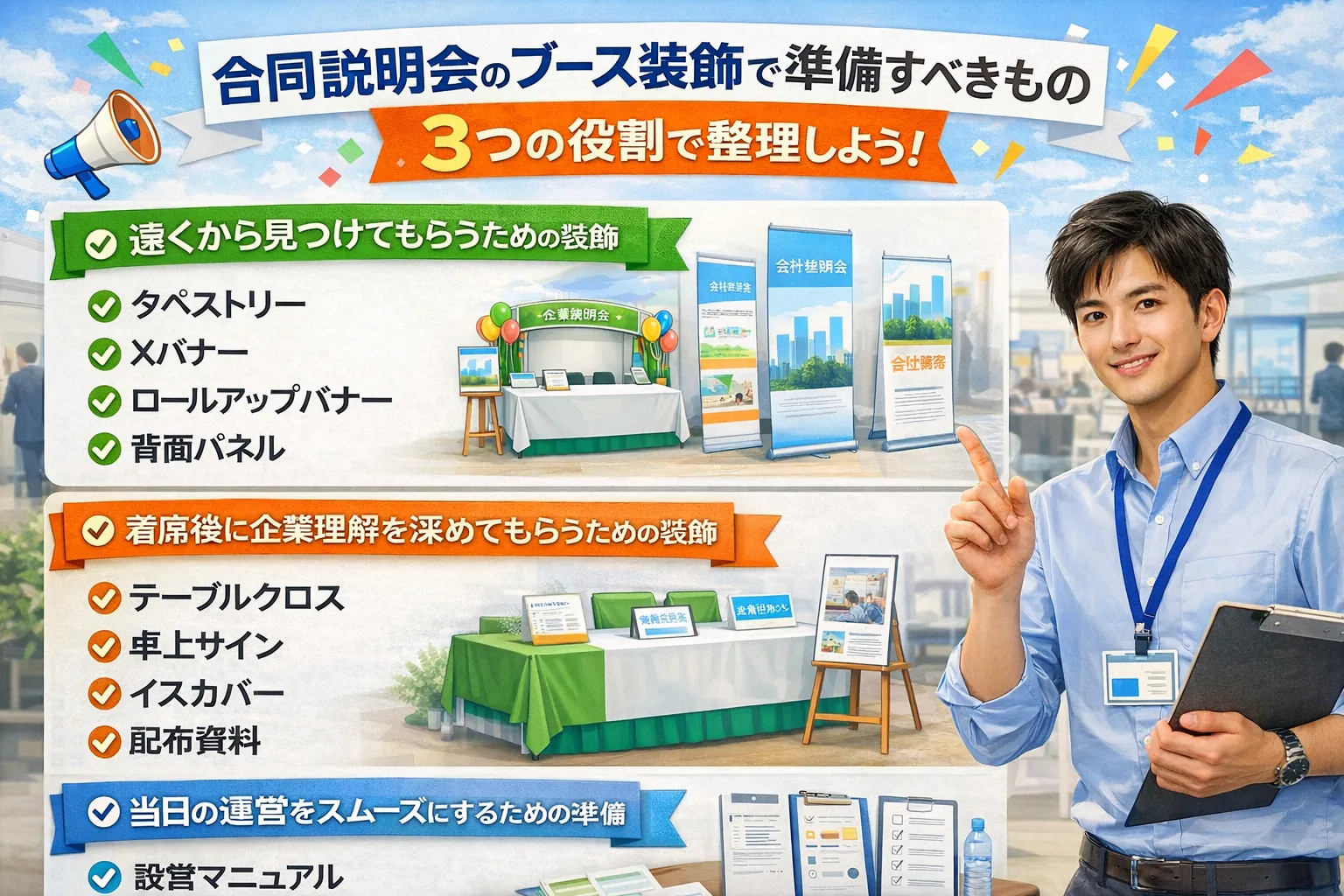 合説ブース装飾で準備するべきもの一覧