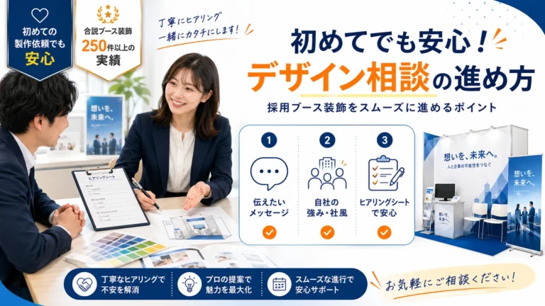 初めてのデザイン制作も安心！採用ブース装飾のポイントとサポート体制について