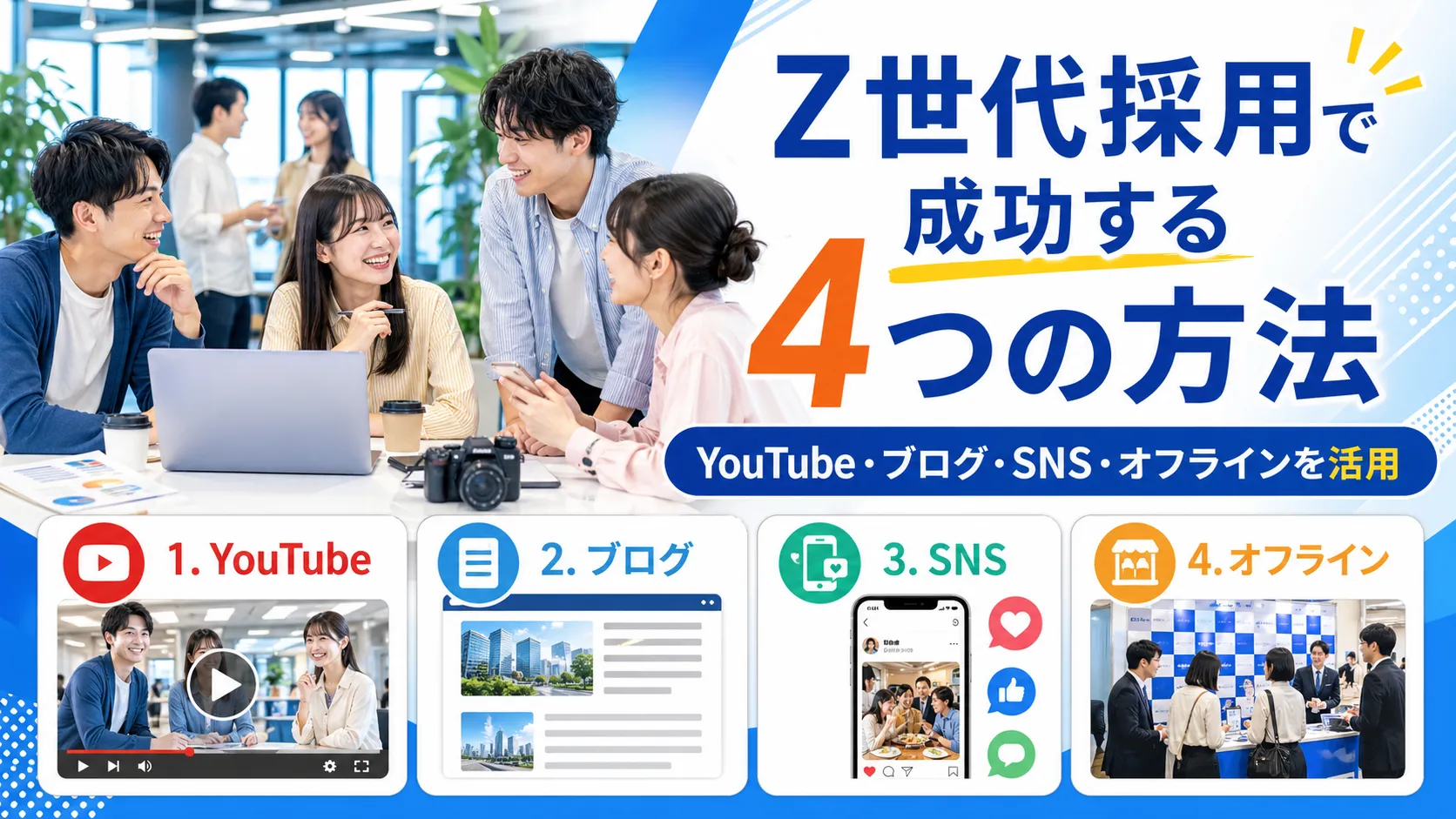 デジタル時代に新卒採用が成功する4つの方法記事のアイキャッチ