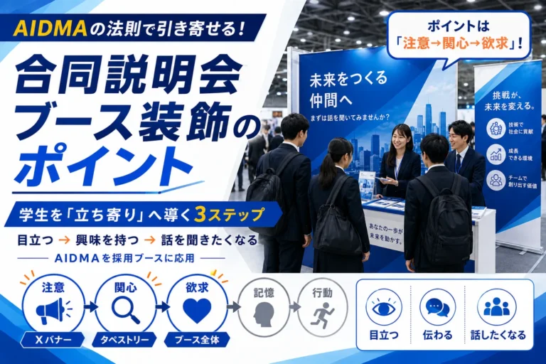 AIDMAの法則で引き寄せる！合同説明会ブース装飾のポイント