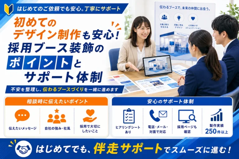 初めてのデザイン制作も安心！採用ブース装飾のポイントとサポート体制について