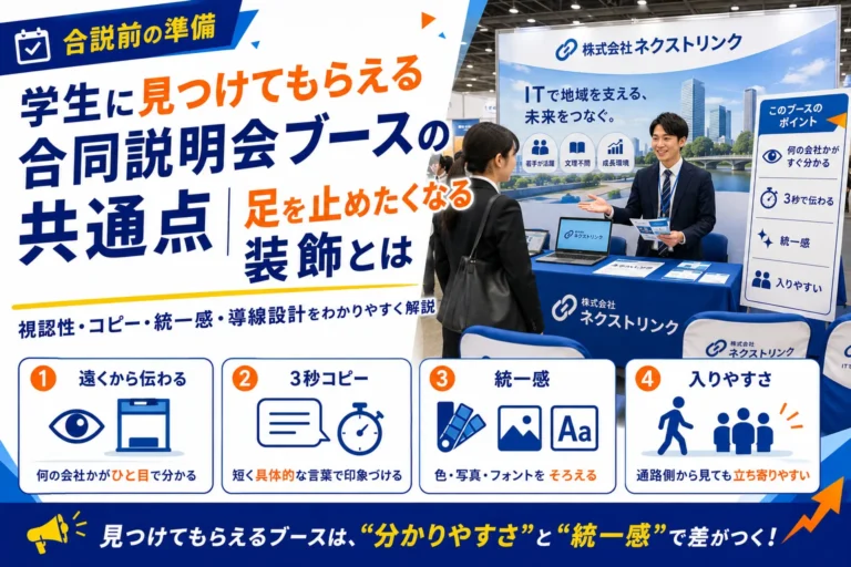学生に見つけてもらえる合同説明会ブースの共通点｜足を止めたくなる装飾とは