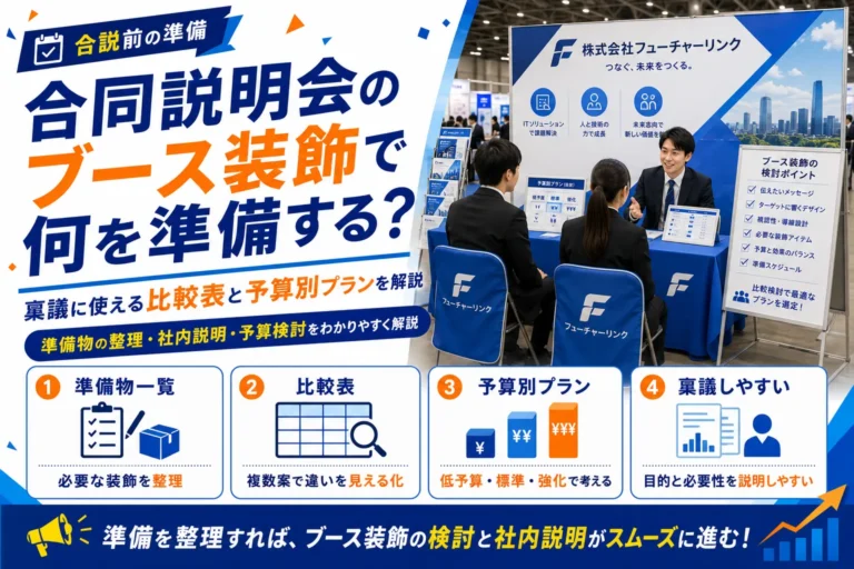合同説明会のブース装飾で何を準備する？稟議に使える比較表と予算別プランを解説