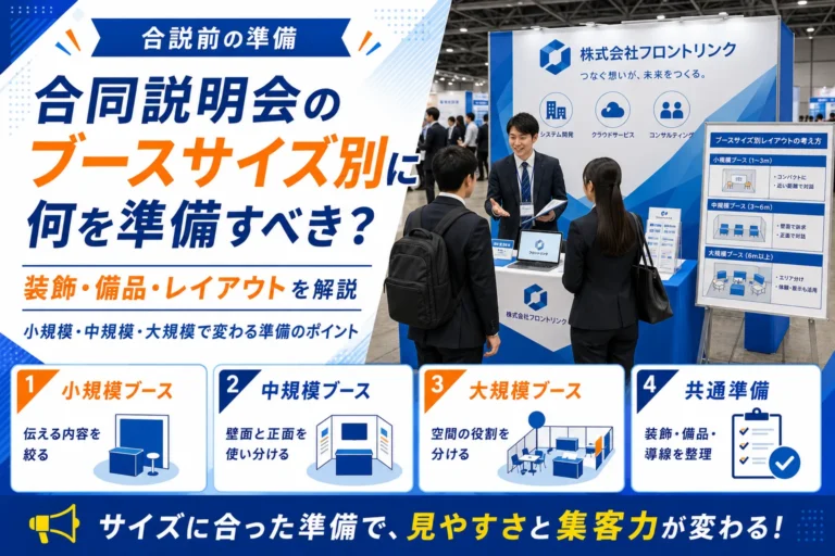 合同説明会のブースサイズ別に何を準備すべき？装飾・備品・レイアウトを解説