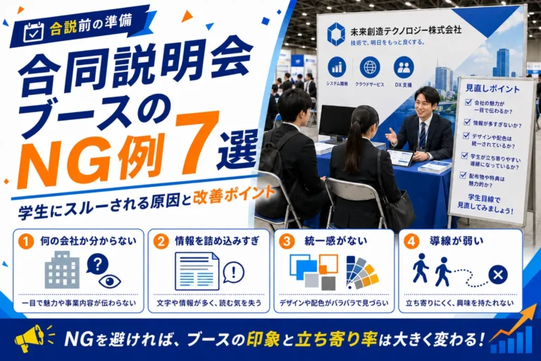 合同説明会ブースのNG例7選｜学生にスルーされる原因と改善ポイント
