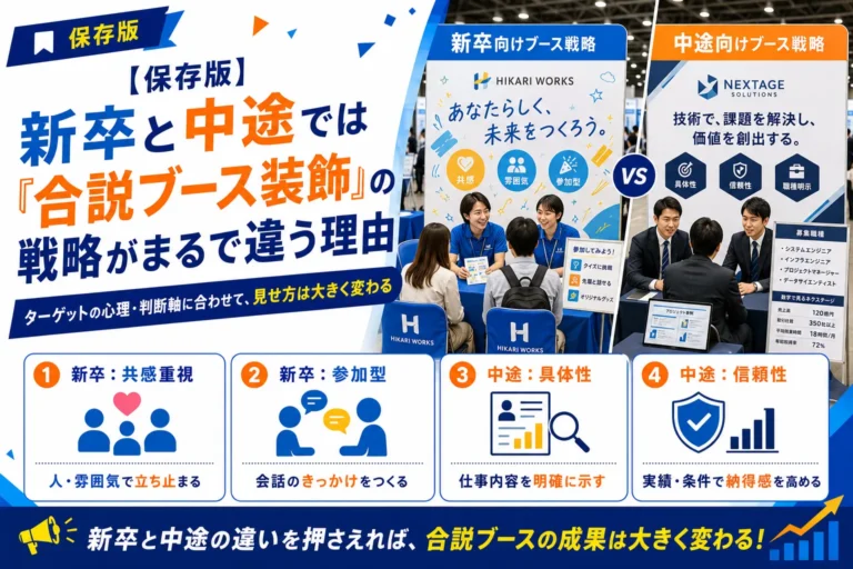 【保存版】新卒と中途では「合説ブース装飾」の戦略がまるで違う理由