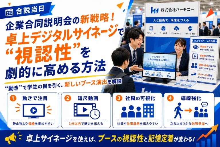 企業合同説明会の新戦略！卓上デジタルサイネージで“視認性”を劇的に高める方法