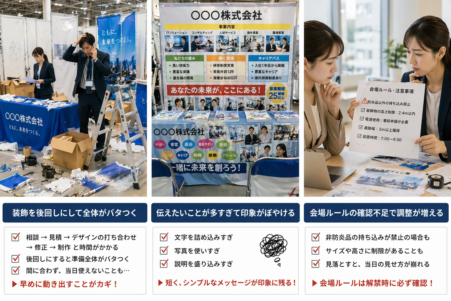展示ブース準備の課題をまとめた画像