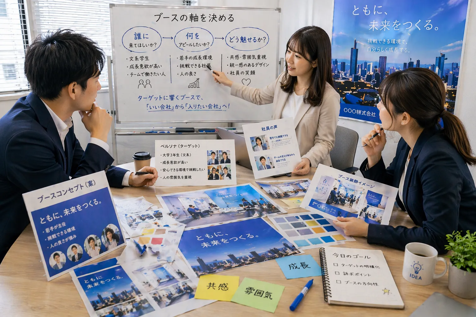 合説ブースのコンセプト決めをしている画像